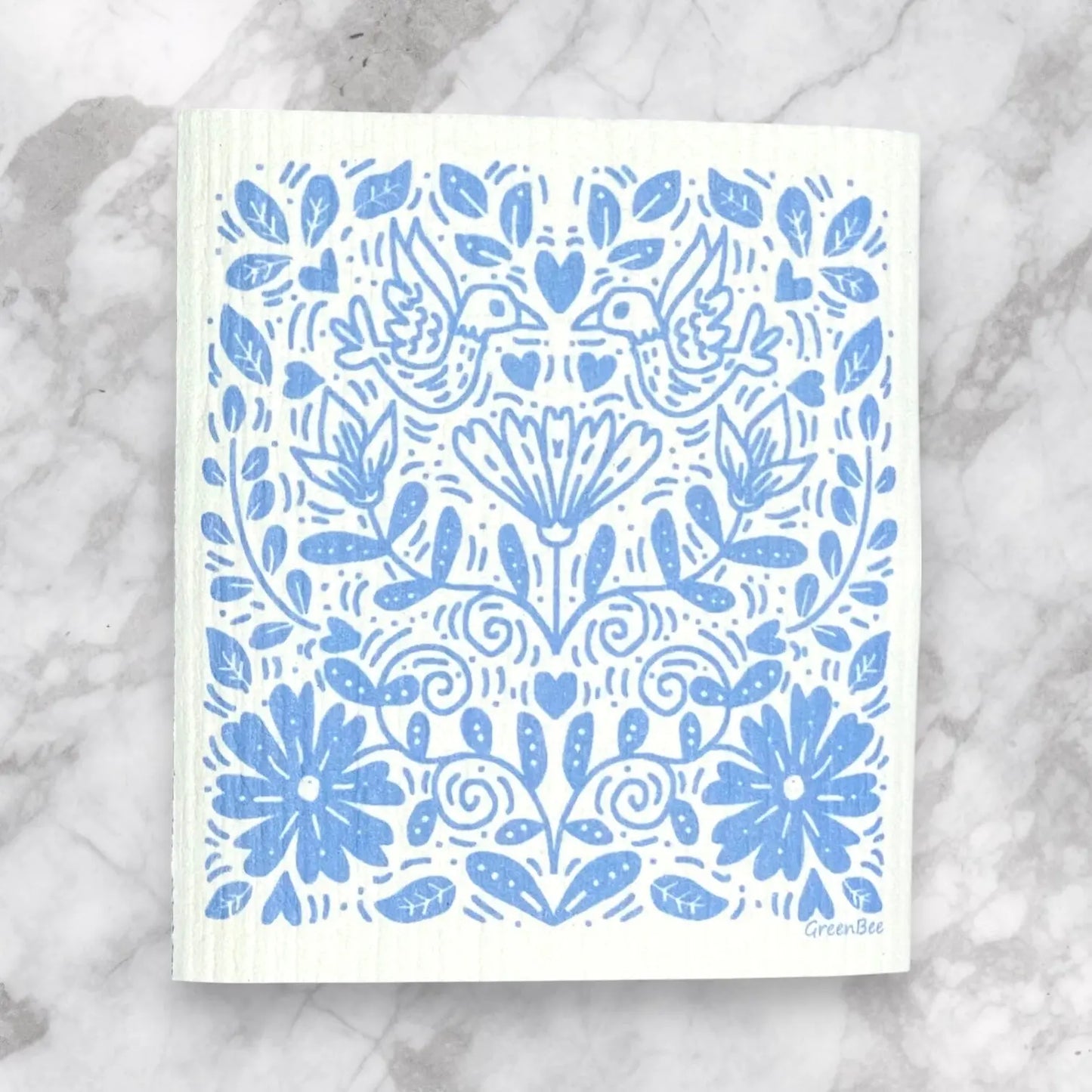 Blue Floral Towel | Kitchen Cloth | Swedish Dish Cloth Green Bee Tea Towels