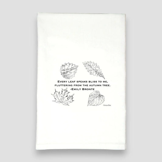 Fall Leaves Tea Towel | Autumn Green Bee Tea Towels Green Bee Tea Towels