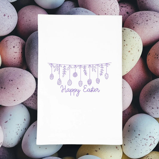 Happy Easter Towel | Spring Tea Towels | Easter Egg Towels Green Bee Tea Towels