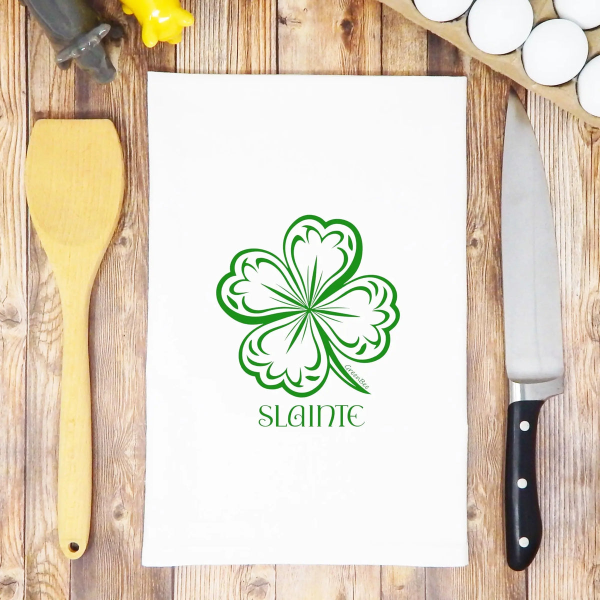Slainte Towel | St Patricks Day Towel | Kitchen Tea Towels Green Bee Tea Towels