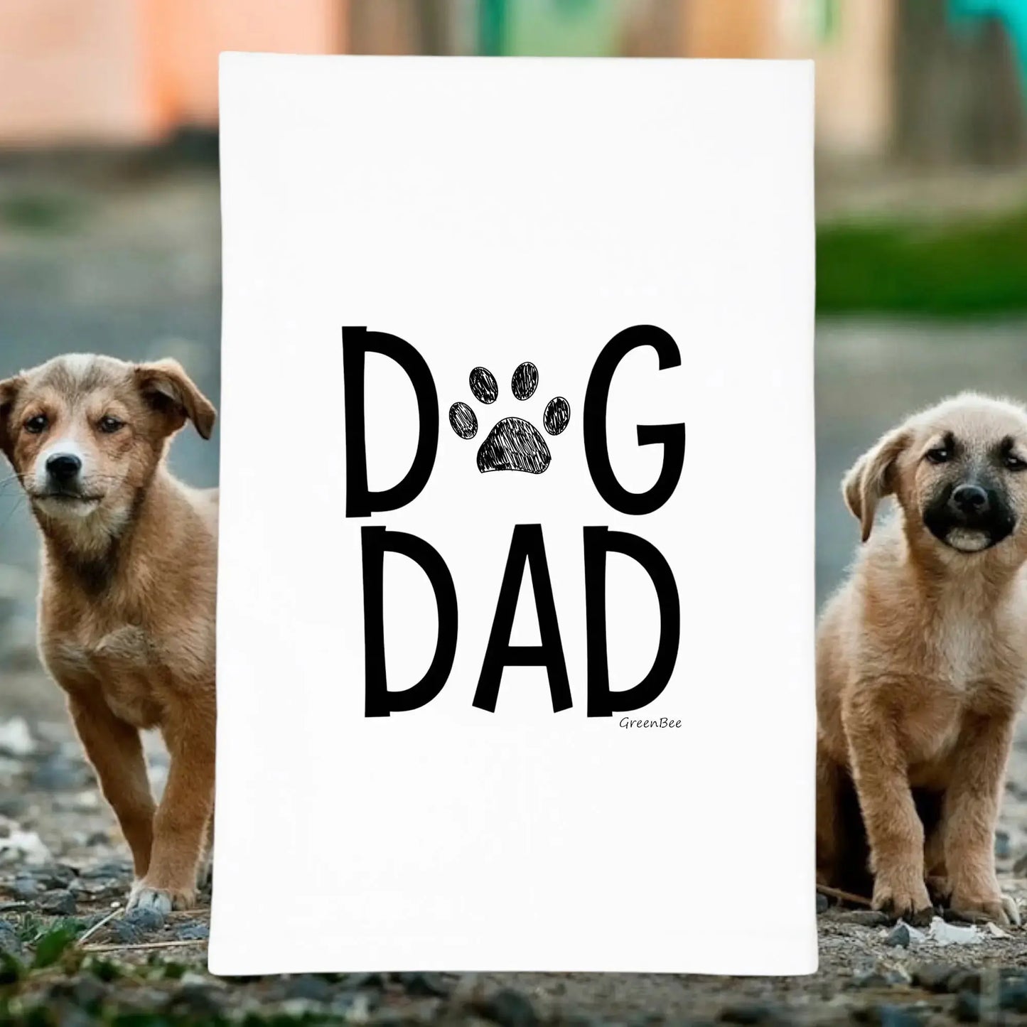 Dog Dad Dish Towel | Tea Towels | Rustic Kitchen Tea Towels Green Bee Tea Towels