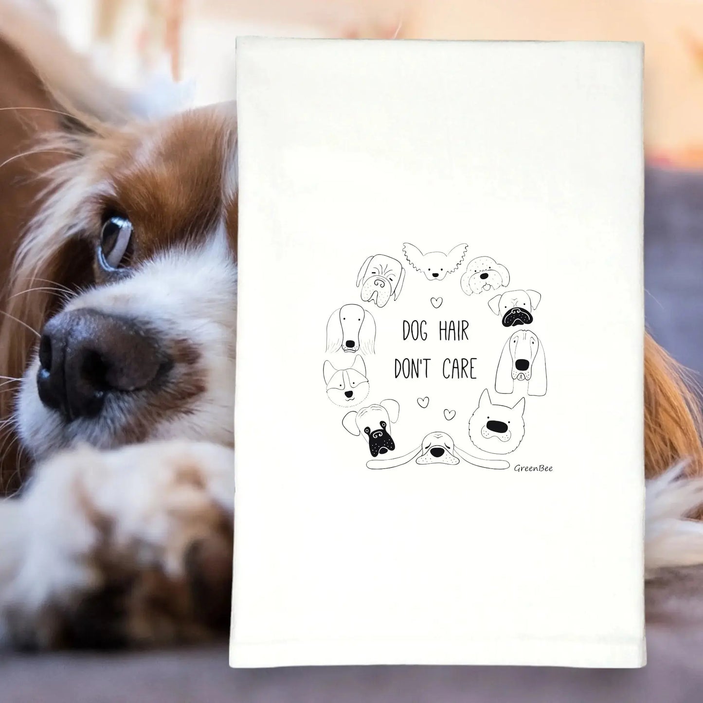 Dog Hair Dish Towel | Tea Towels | Rustic Kitchen Tea Towels Green Bee Tea Towels