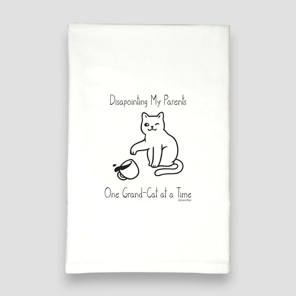 Grand Cat Kitchen Towel | Funny Grandparent Gift | Cotton Tea Towel Green Bee Tea Towels