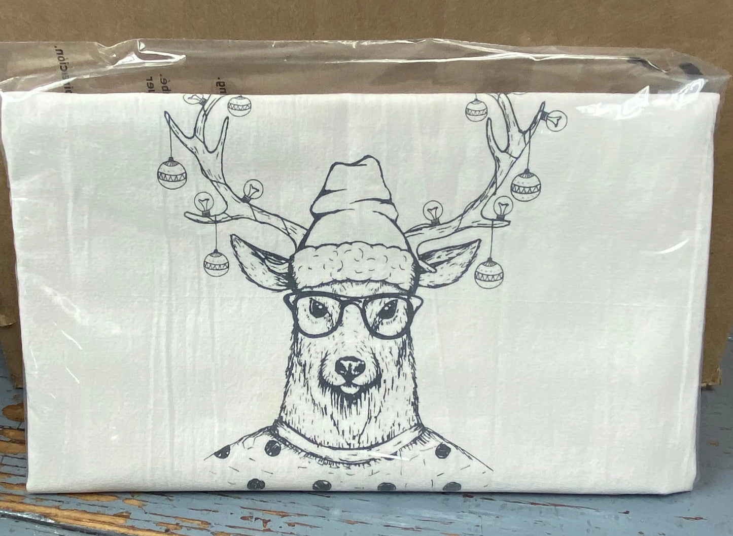 Hipster Deer Tea Towel Seconds Sale Gray Green Bee Tea Towels