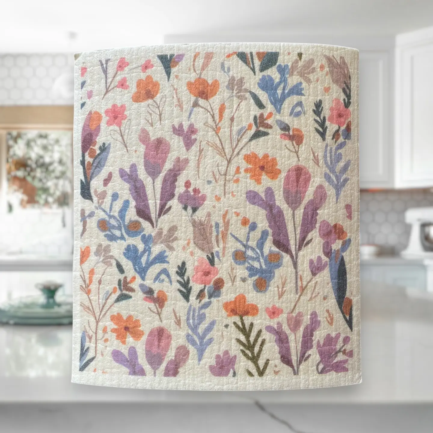 Floral Cool Tone Towels | Kitchen Cloth | Swedish Dish Cloth