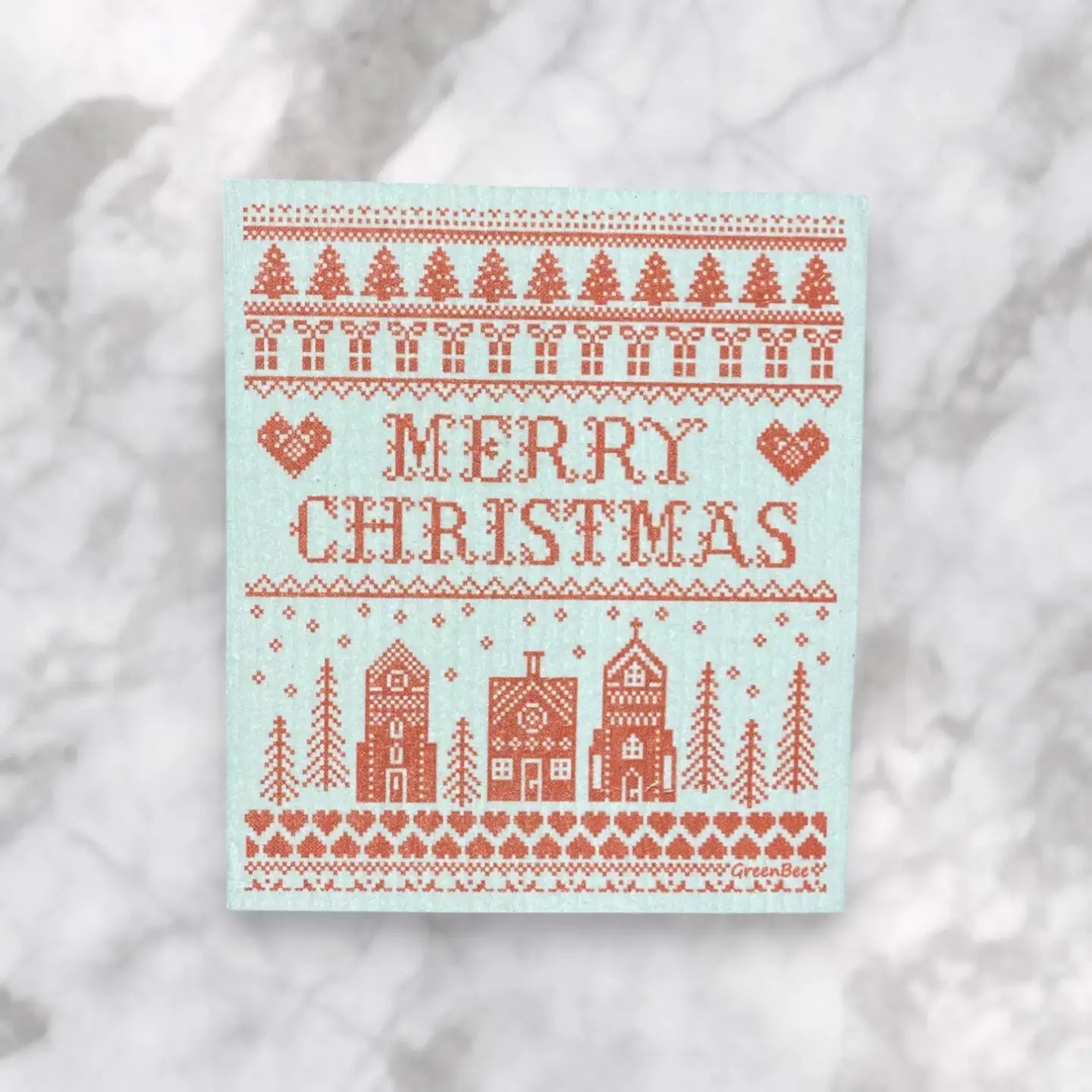 Merry Christmas Towel | Kitchen Cloth | Swedish Dish Cloth Green Bee Tea Towels