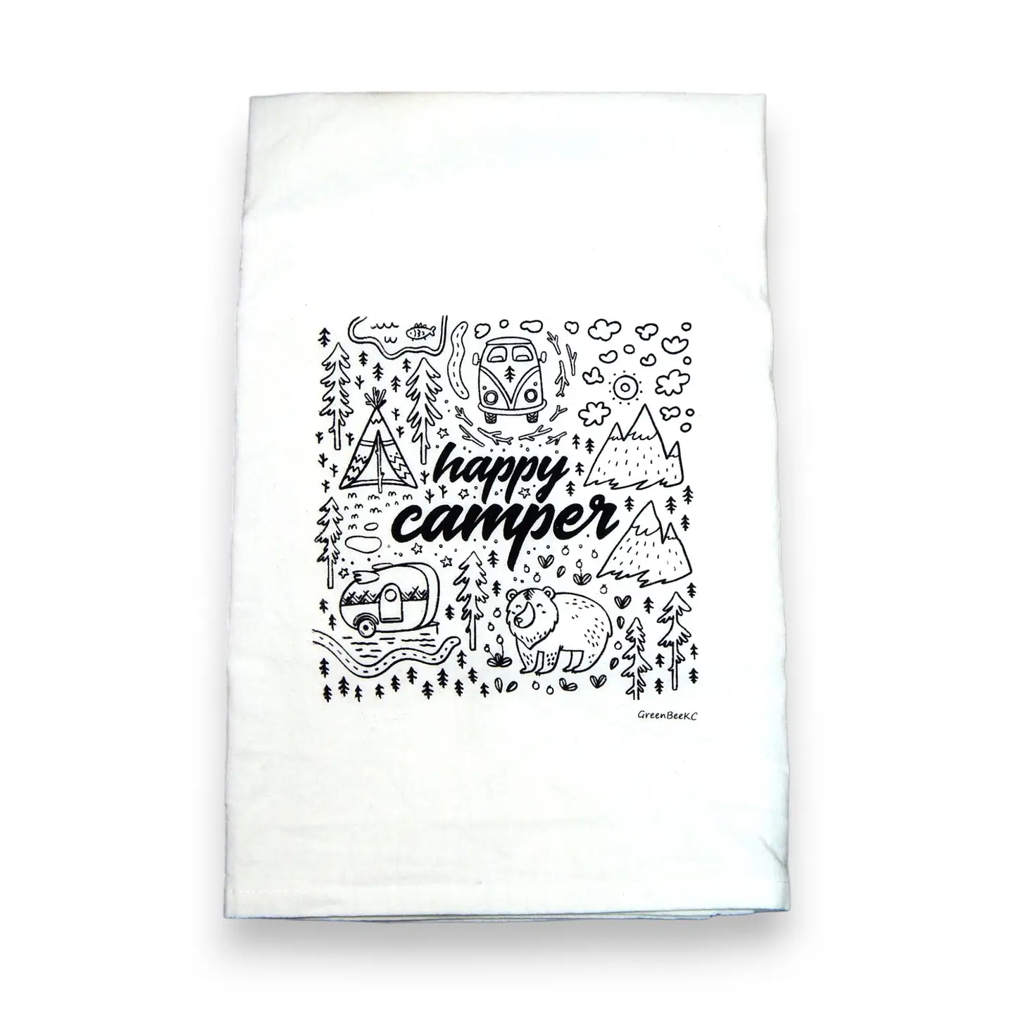 Happy Camper Kitchen Towel | Tea Towels | Camping Dish Towel