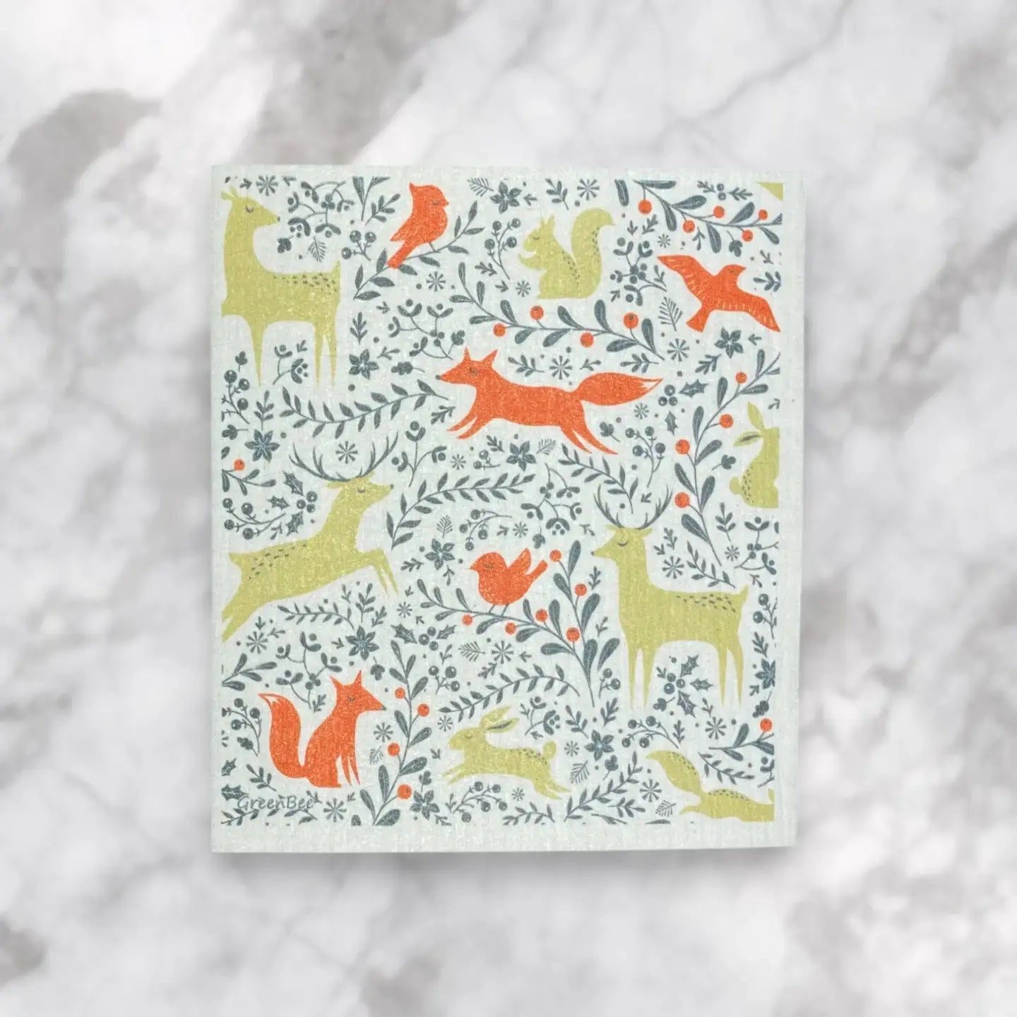 Forest Animals Swedish Towels | Kitchen Cloth | Swedish Dish Cloth Green Bee Tea Towels