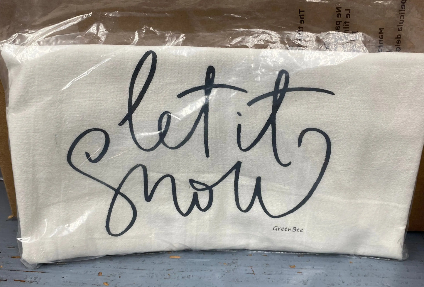 Let It Snow Tea Towel Seconds Sale Green Bee Tea Towels