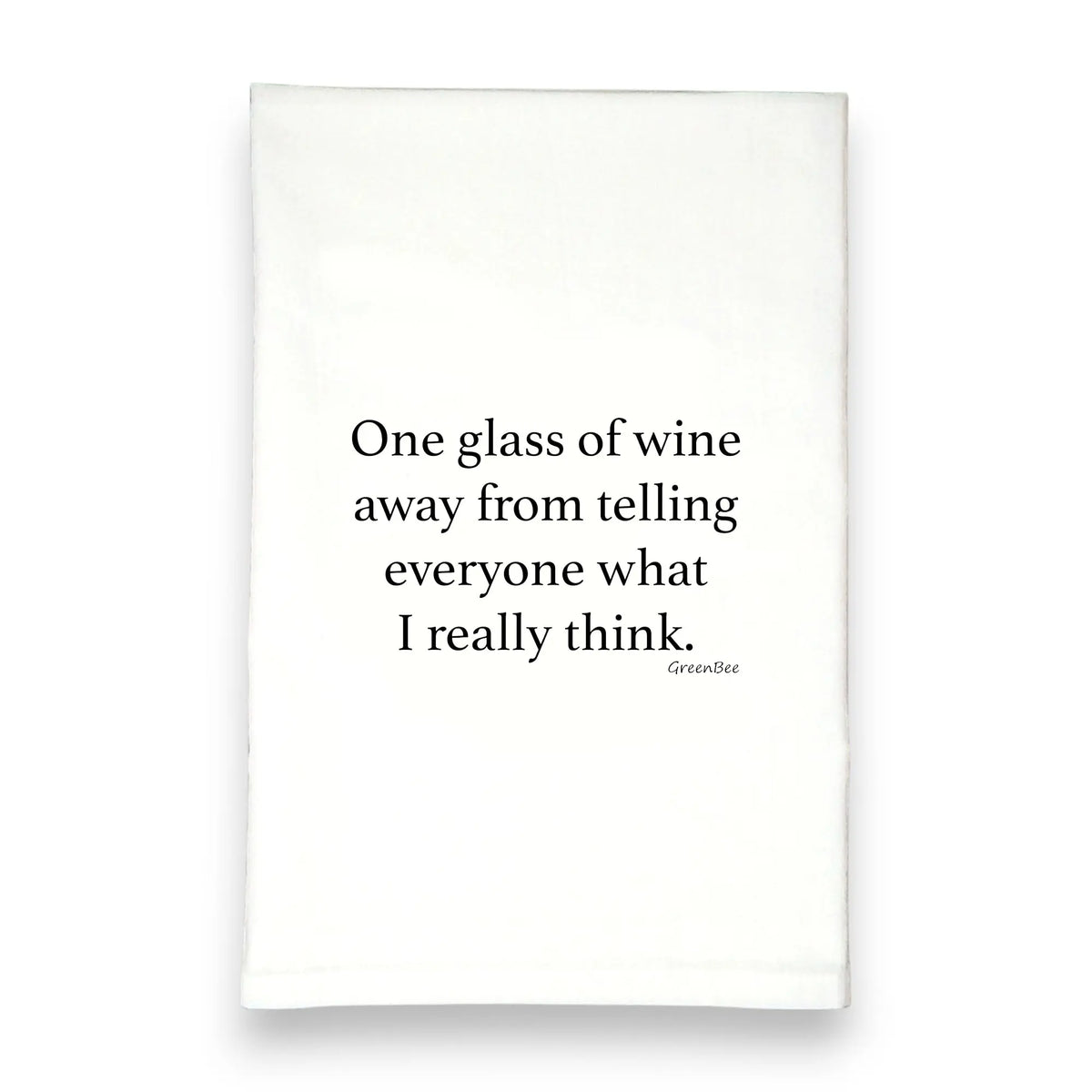 One Glass Away Kitchen Towel | Wine Lover Tea Towel | Funny Cotton Dish Towel Green Bee Tea Towels