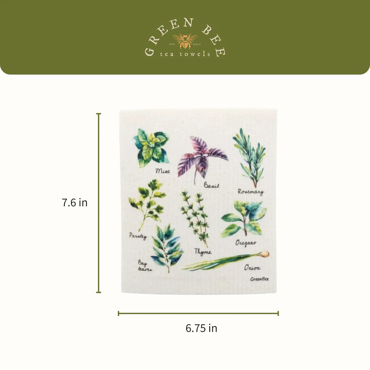 Kitchen Herbs Swedish Dishcloth | Reusable Paper Towels