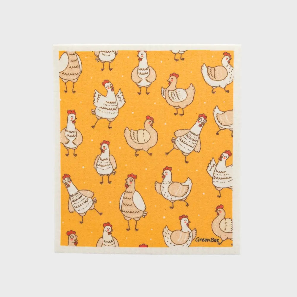 Yellow Chickens Swedish Dishcloth | Eco-Sponge