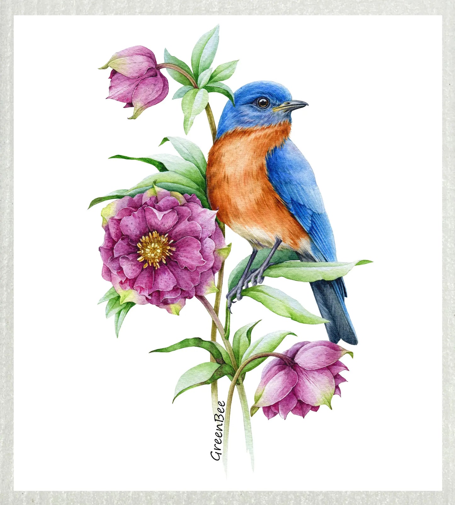 Blue Bird Swedish Dishcloth | Eco-Friendly Reusable Cleaning Cloth Green Bee Tea Towels