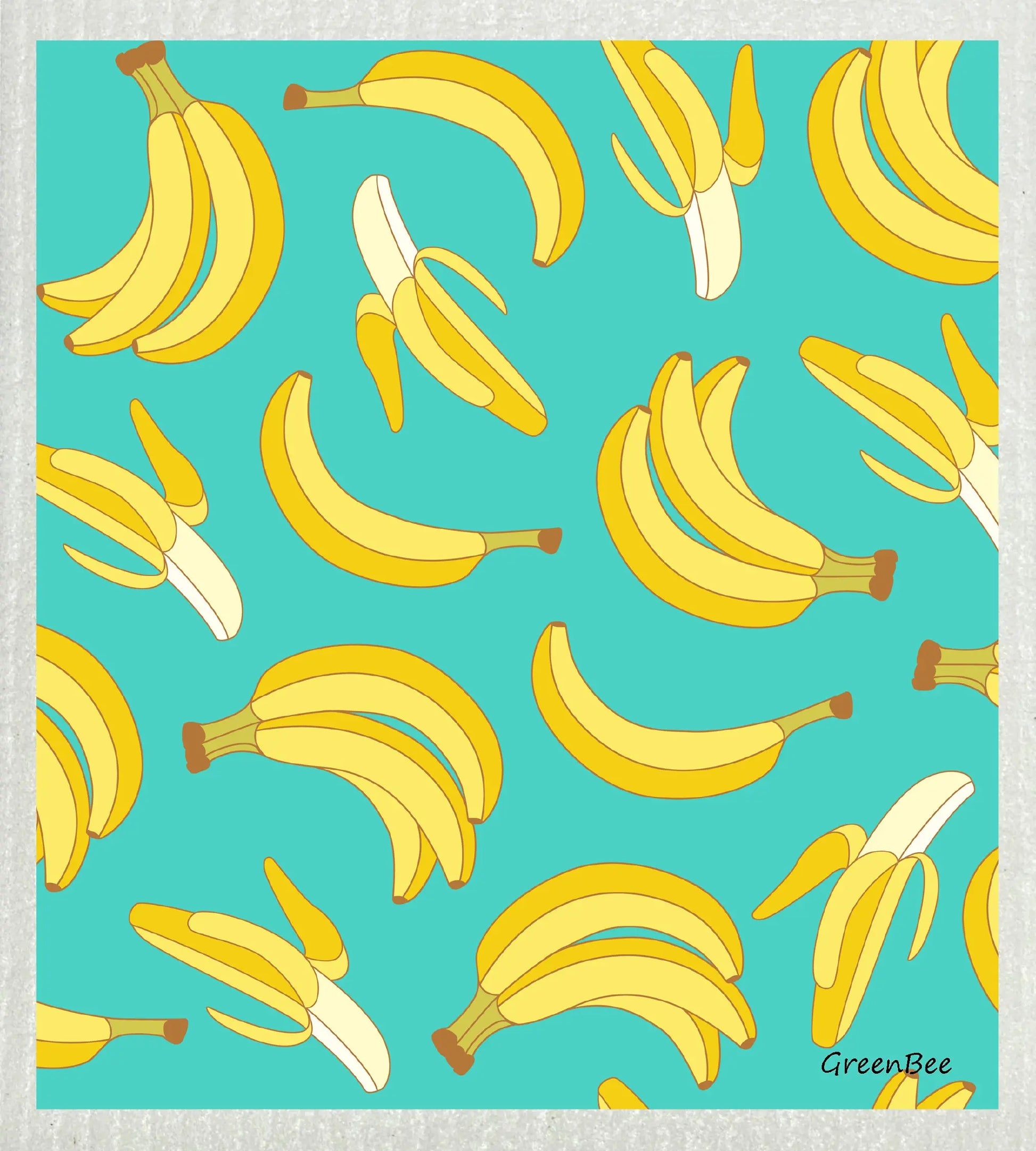 Bananas | Kitchen Cloth | Swedish Dishcloth Green Bee Tea Towels