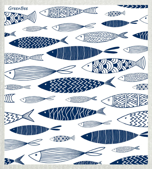 Fish | Kitchen Cloth | Swedish Dishcloth Green Bee Tea Towels