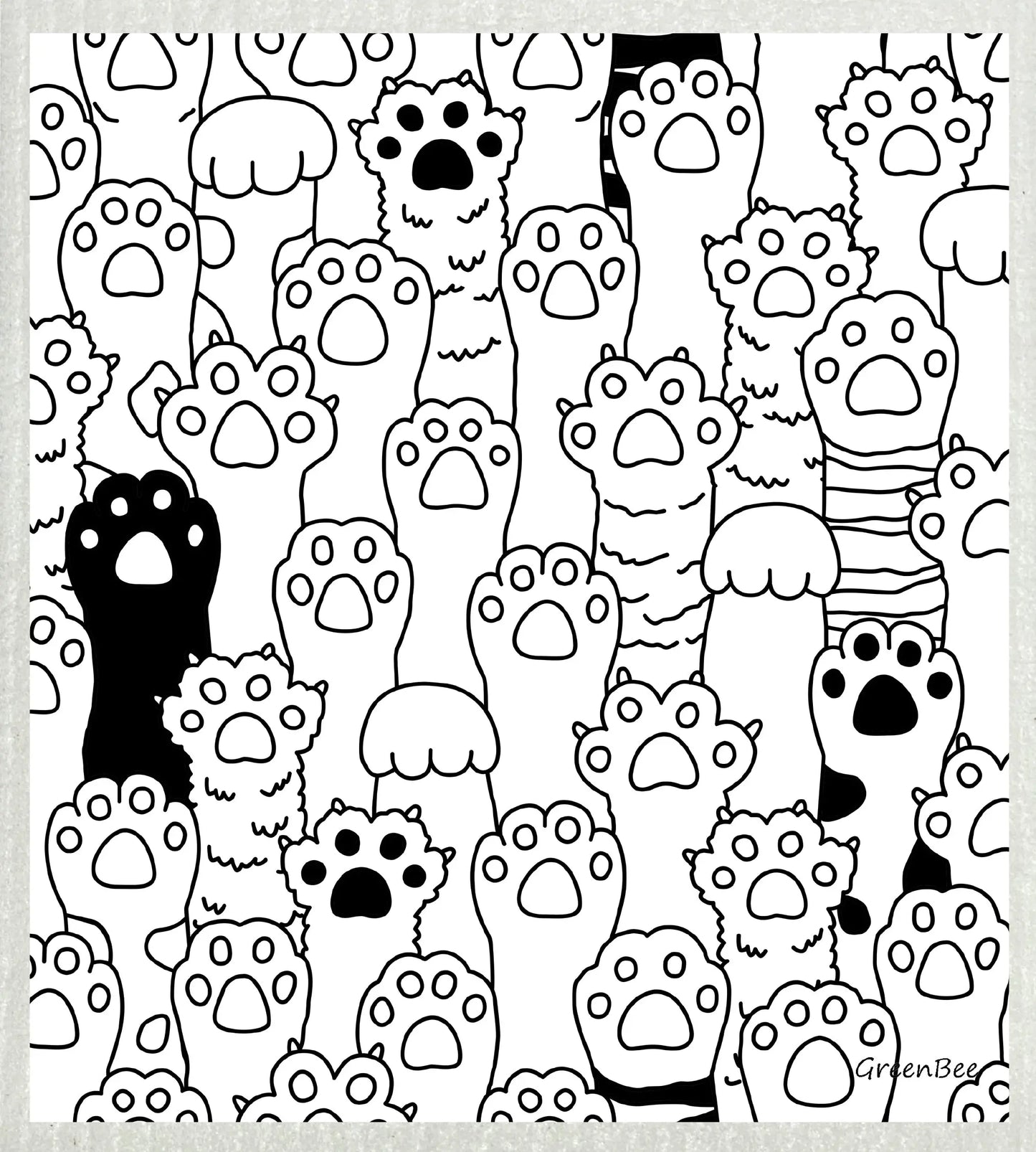 Cat Paws | Kitchen Cloth | Swedish Dishcloth Green Bee Tea Towels