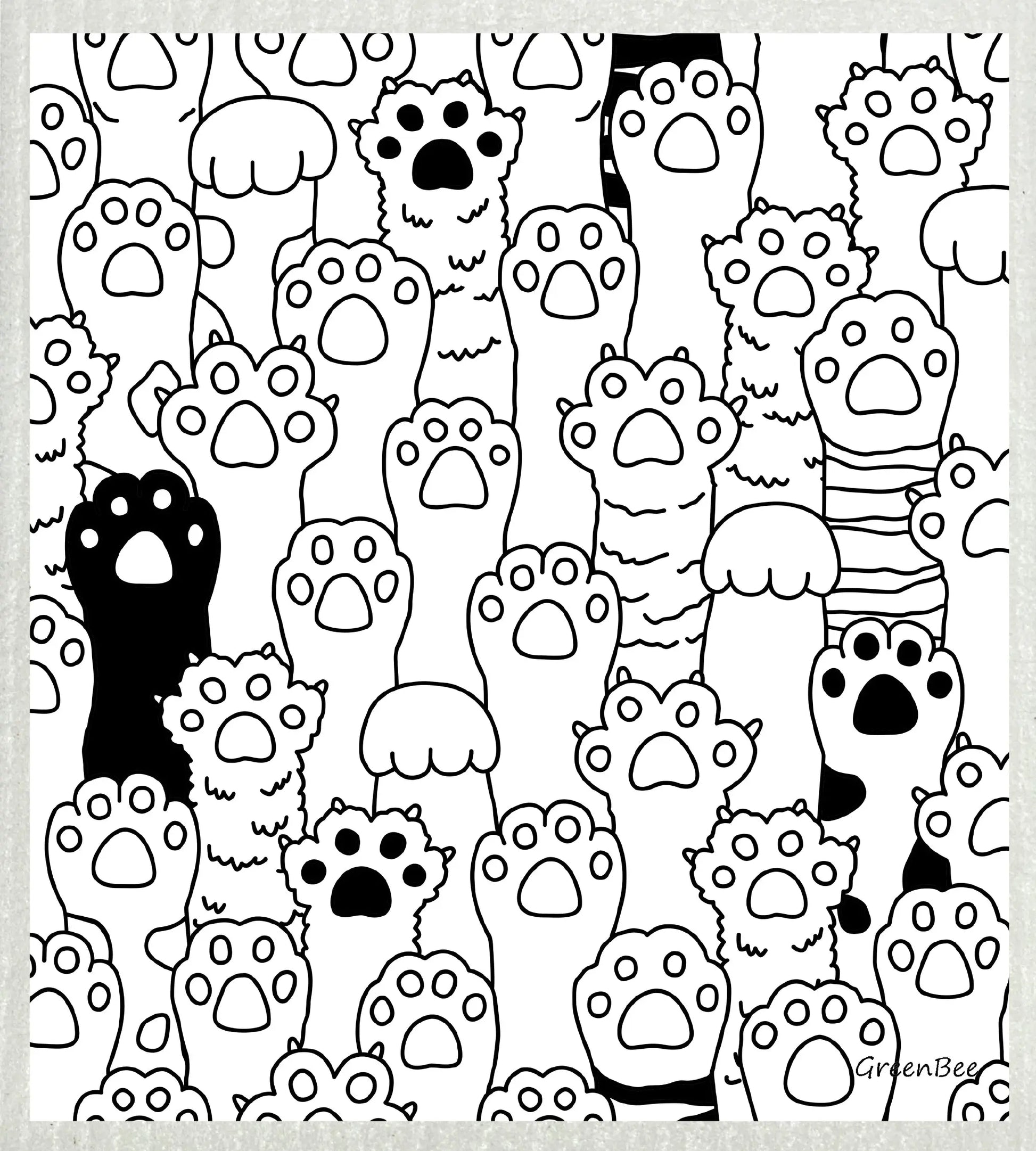 Cat Paws | Kitchen Cloth | Swedish Dishcloth Green Bee Tea Towels