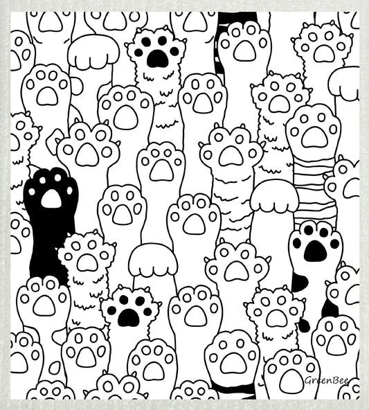 Cat Paws | Kitchen Cloth | Swedish Dishcloth Green Bee Tea Towels