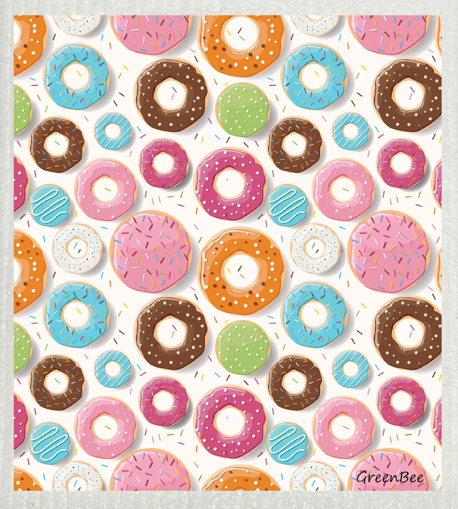 Donuts | Kitchen Cloth | Swedish Dishcloth Green Bee Tea Towels