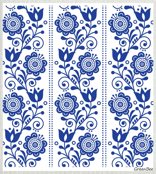 Blue Flowers | Kitchen Cloth | Swedish Dishcloth Green Bee Tea Towels