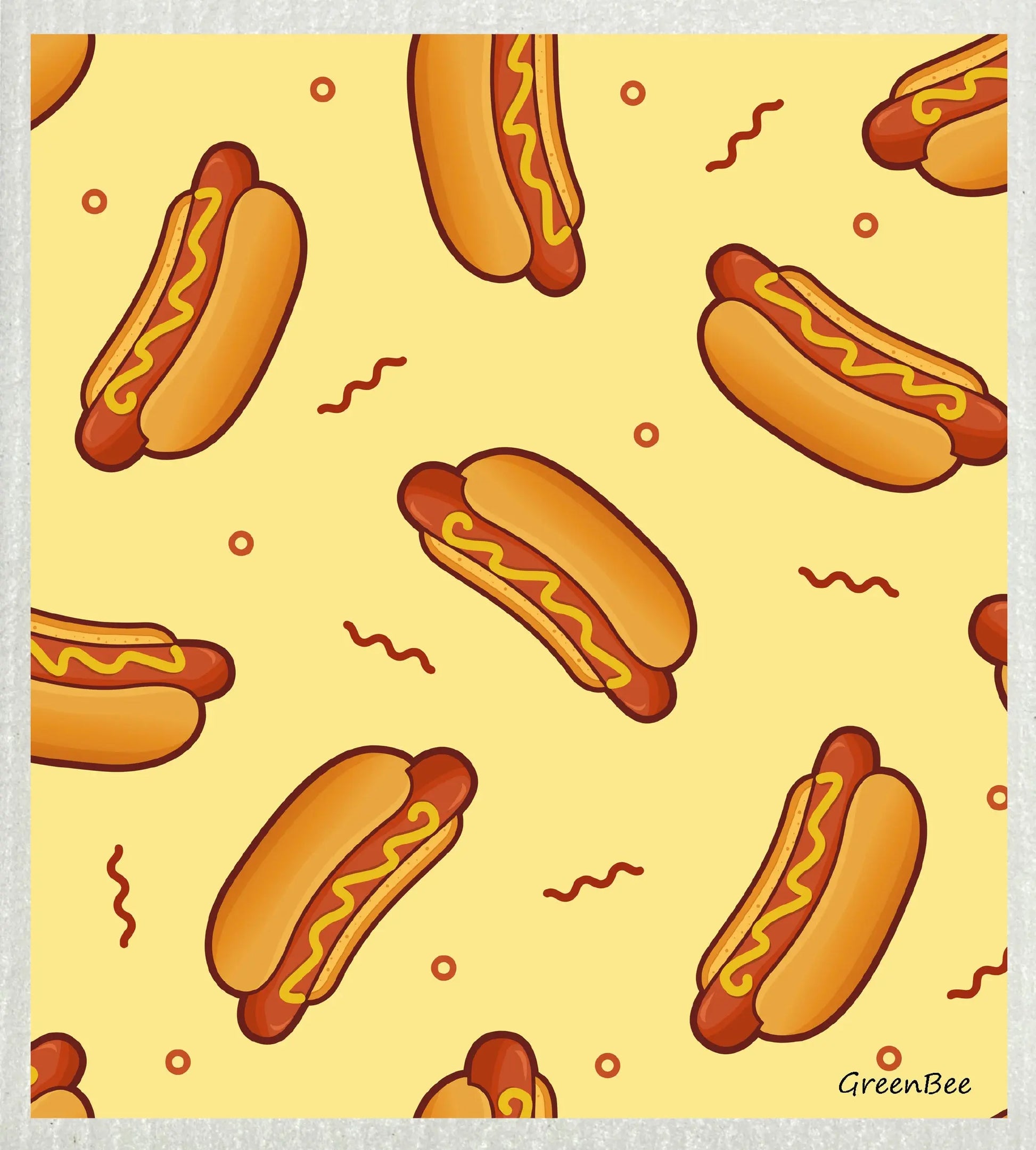 Hot Dog | Kitchen Cloth | Swedish Dishcloth Green Bee Tea Towels