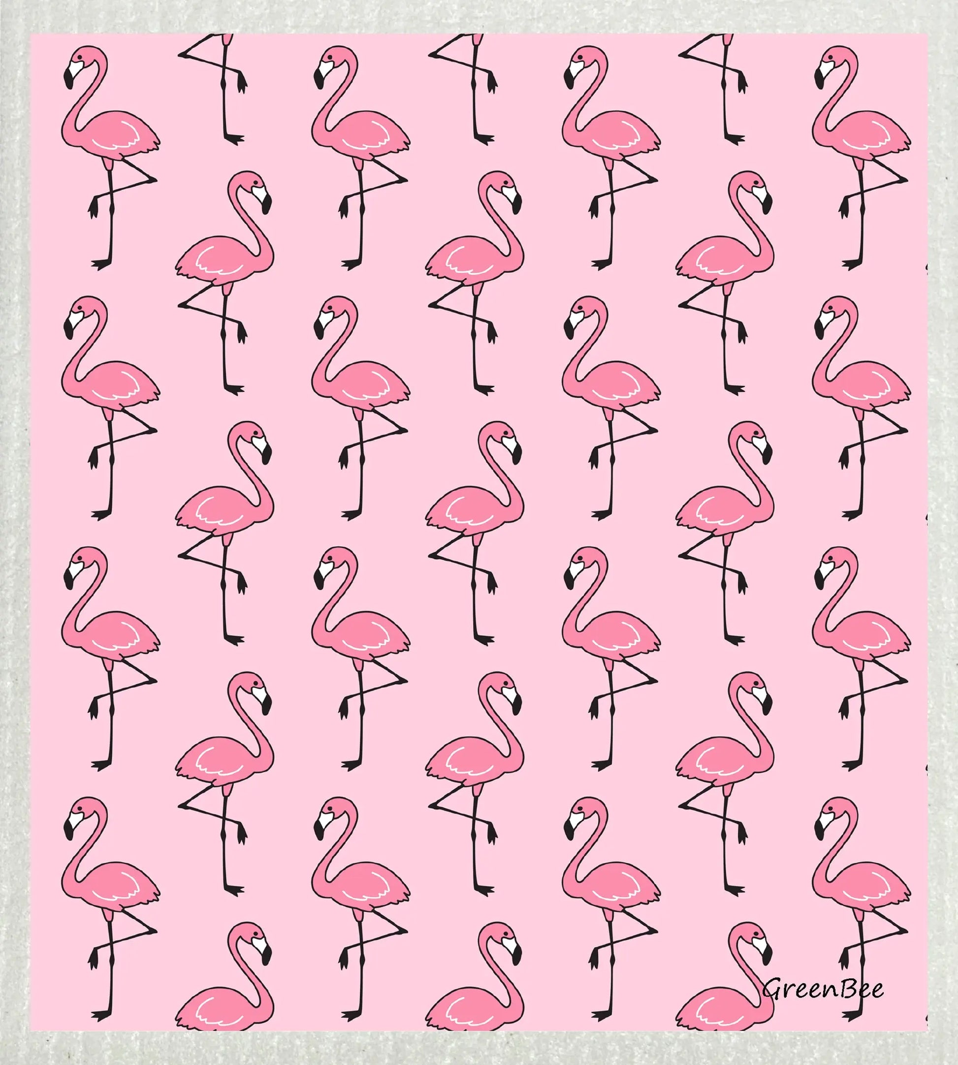 Flamingos | Kitchen Cloth | Swedish Dishcloth Green Bee Tea Towels