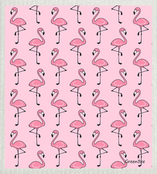 Flamingos | Kitchen Cloth | Swedish Dishcloth Green Bee Tea Towels
