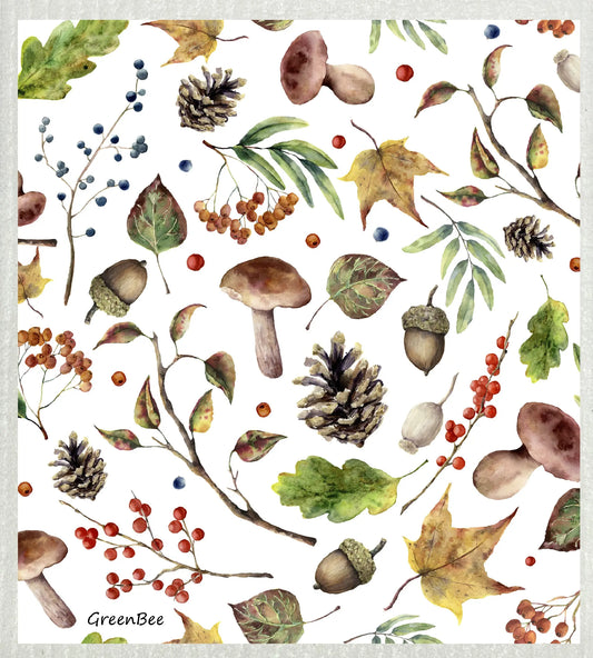 Forest Floor | Kitchen Cloth | Swedish Dishcloth Green Bee Tea Towels