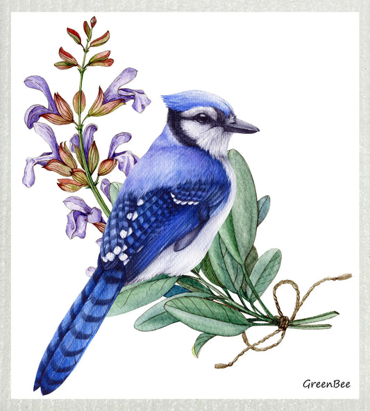 Blue Jay | Kitchen Cloth | Swedish Dishcloth Green Bee Tea Towels