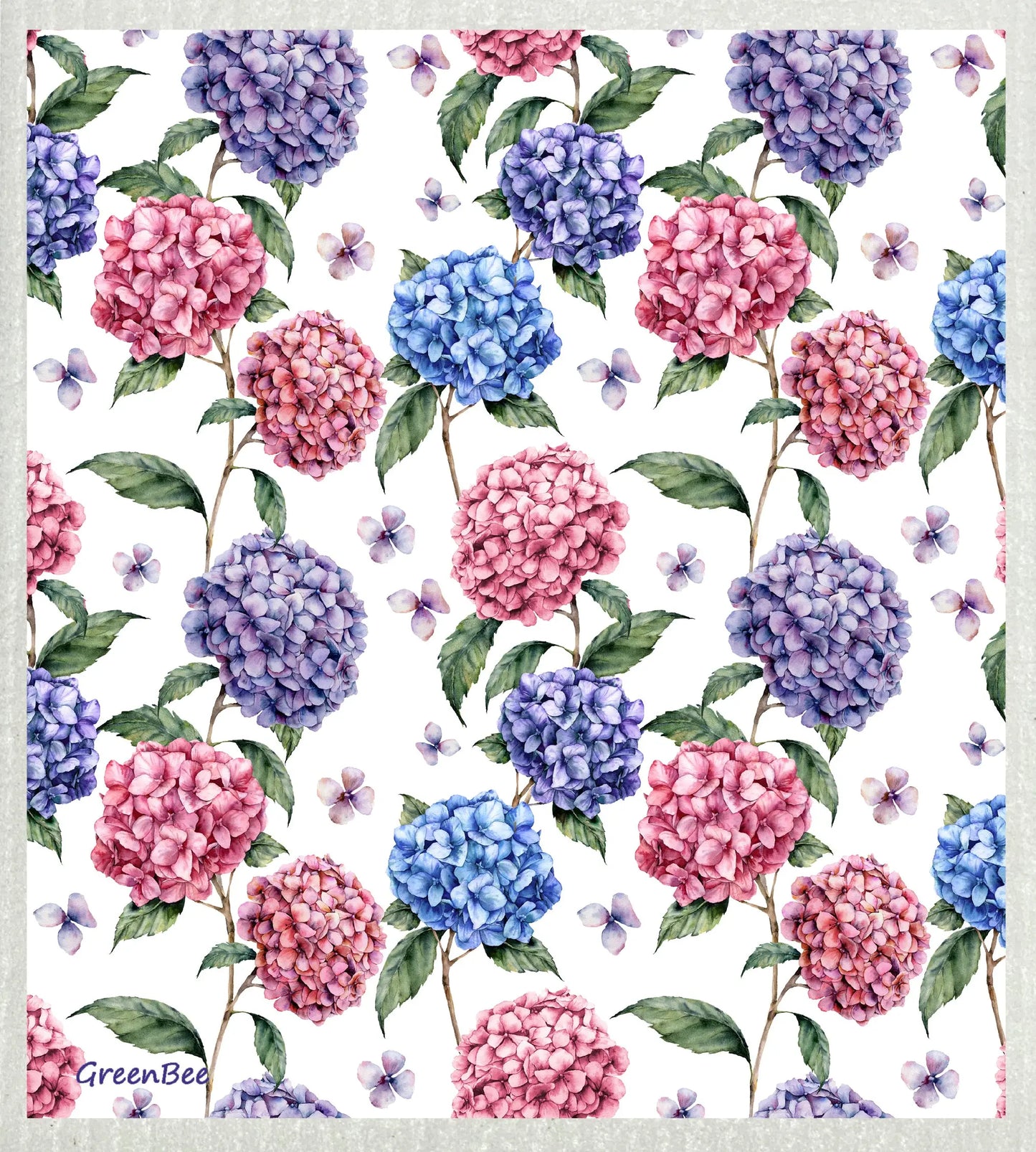 Hydrangeas | Kitchen Cloth | Swedish Dishcloth Green Bee Tea Towels