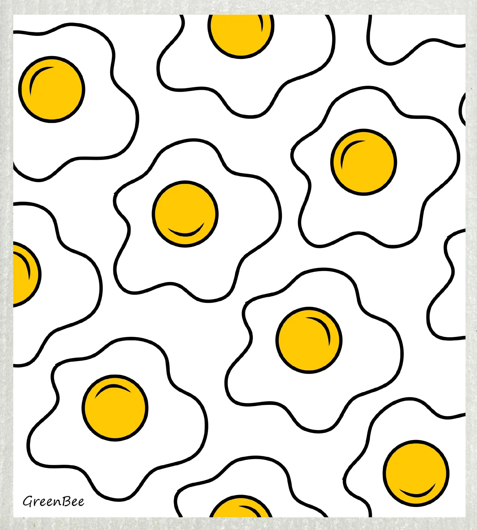 Fried Egg | Kitchen Cloth | Swedish Dishcloth Green Bee Tea Towels