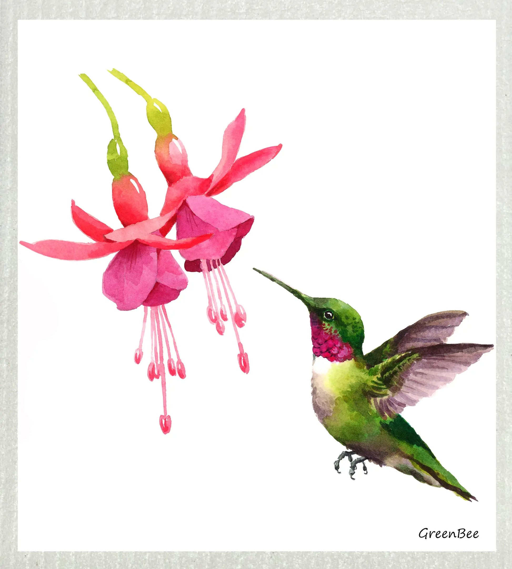 Hummingbird | Kitchen Cloth | Swedish Dishcloth Green Bee Tea Towels