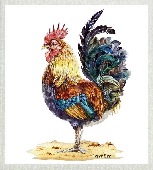 Rooster | Kitchen Cloth | Swedish Dishcloth Green Bee Tea Towels