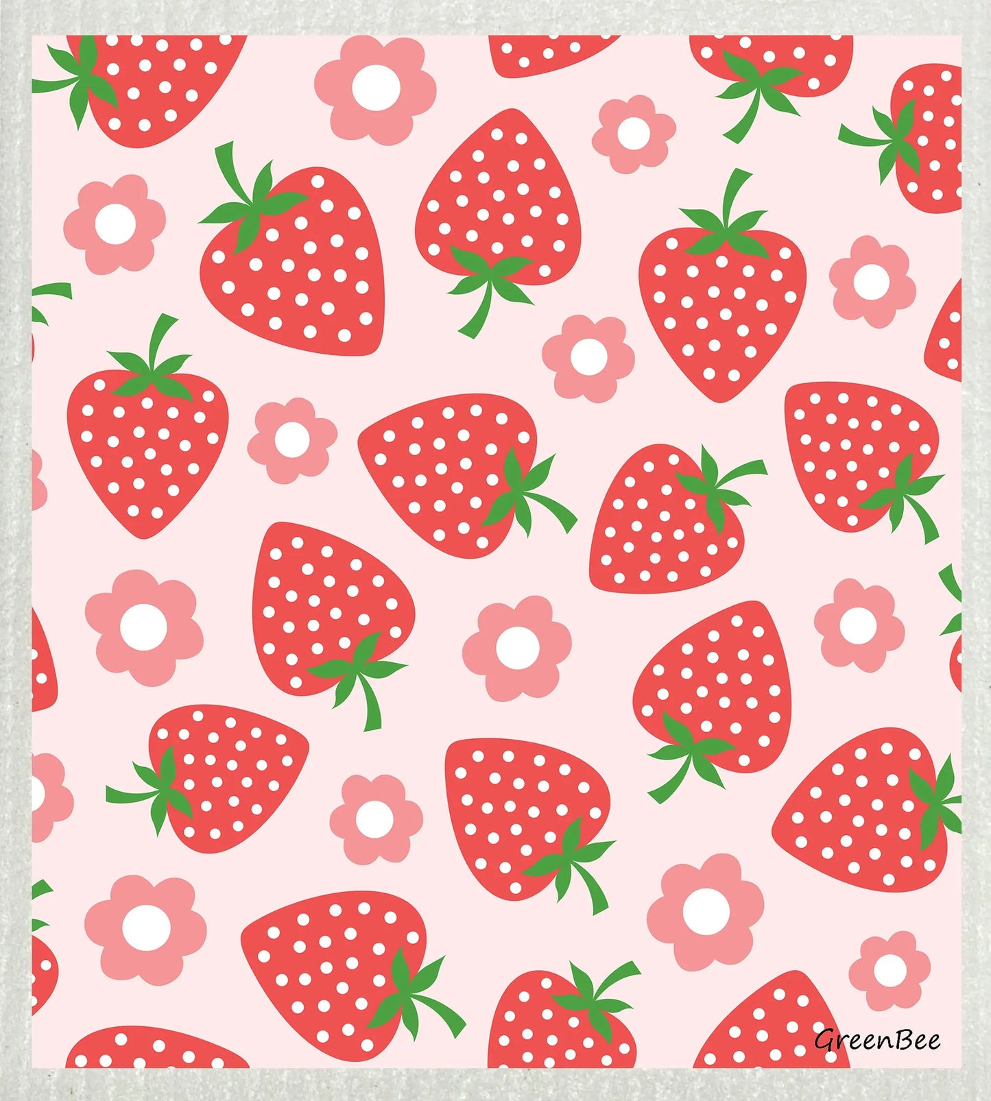 Strawberry | Kitchen Cloth | Swedish Dishcloth Green Bee Tea Towels