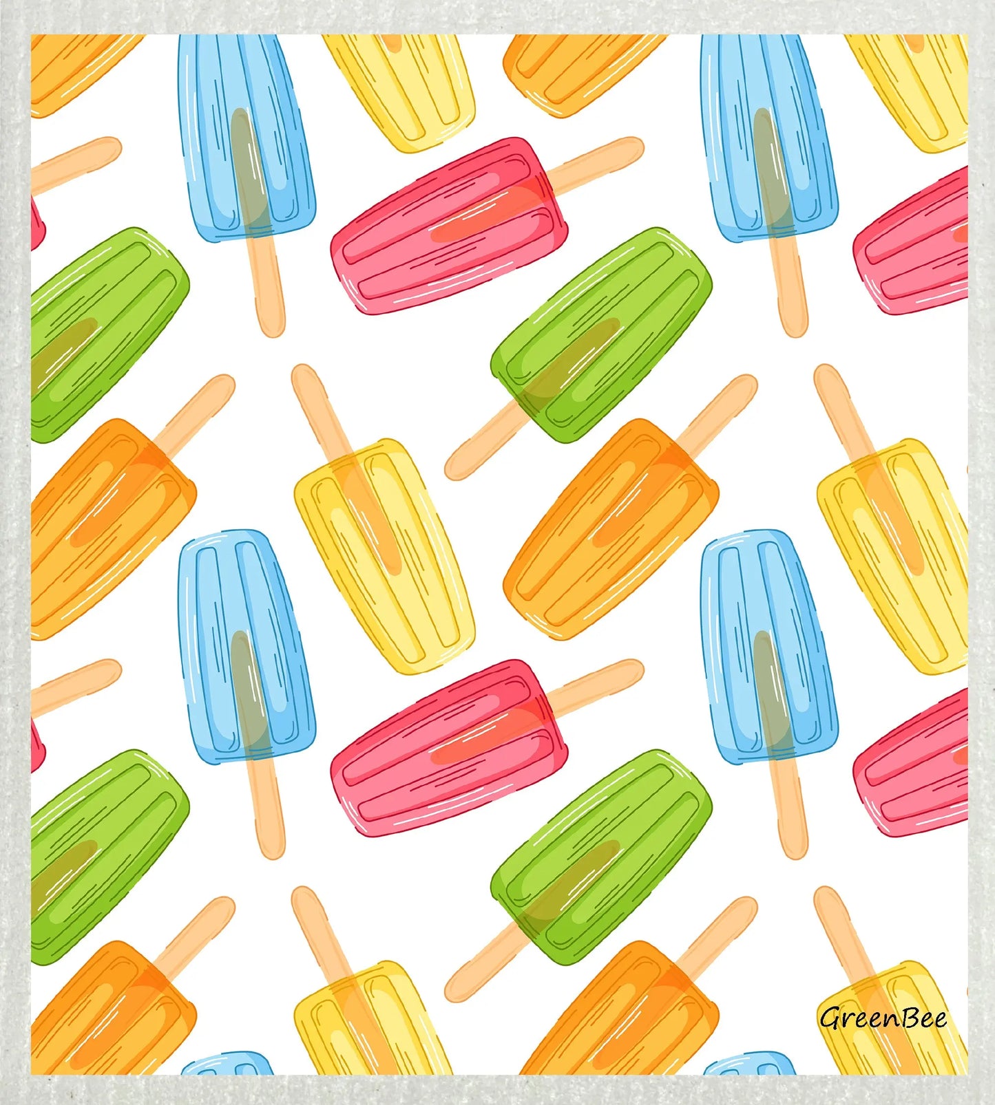 Popcicles | Kitchen Cloth | Swedish Dishcloth Green Bee Tea Towels