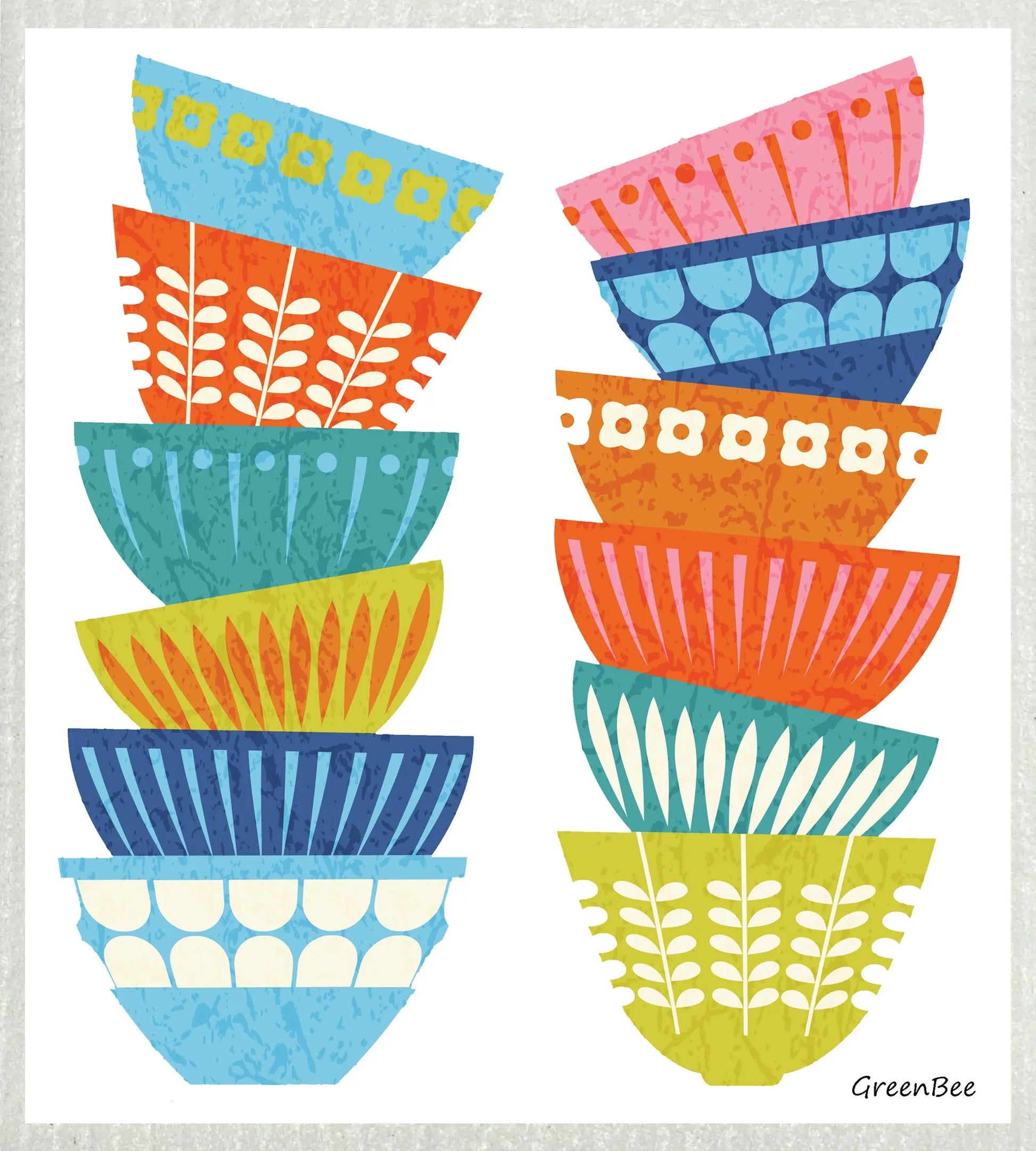 Vintage Dishes | Kitchen Cloth | Swedish Dishcloth Green Bee Tea Towels