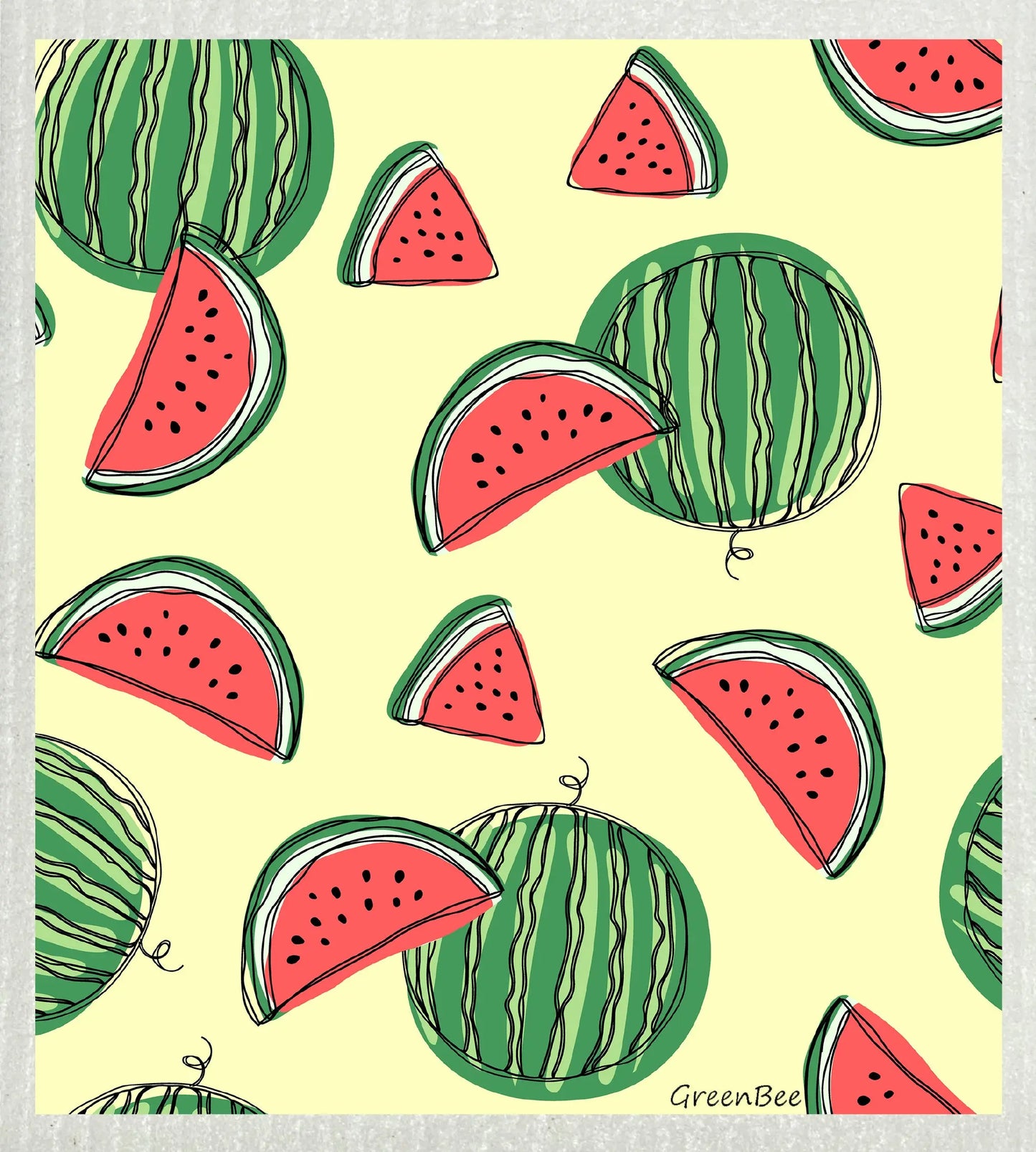 Watermelon | Kitchen Cloth | Swedish Dishcloth Green Bee Tea Towels