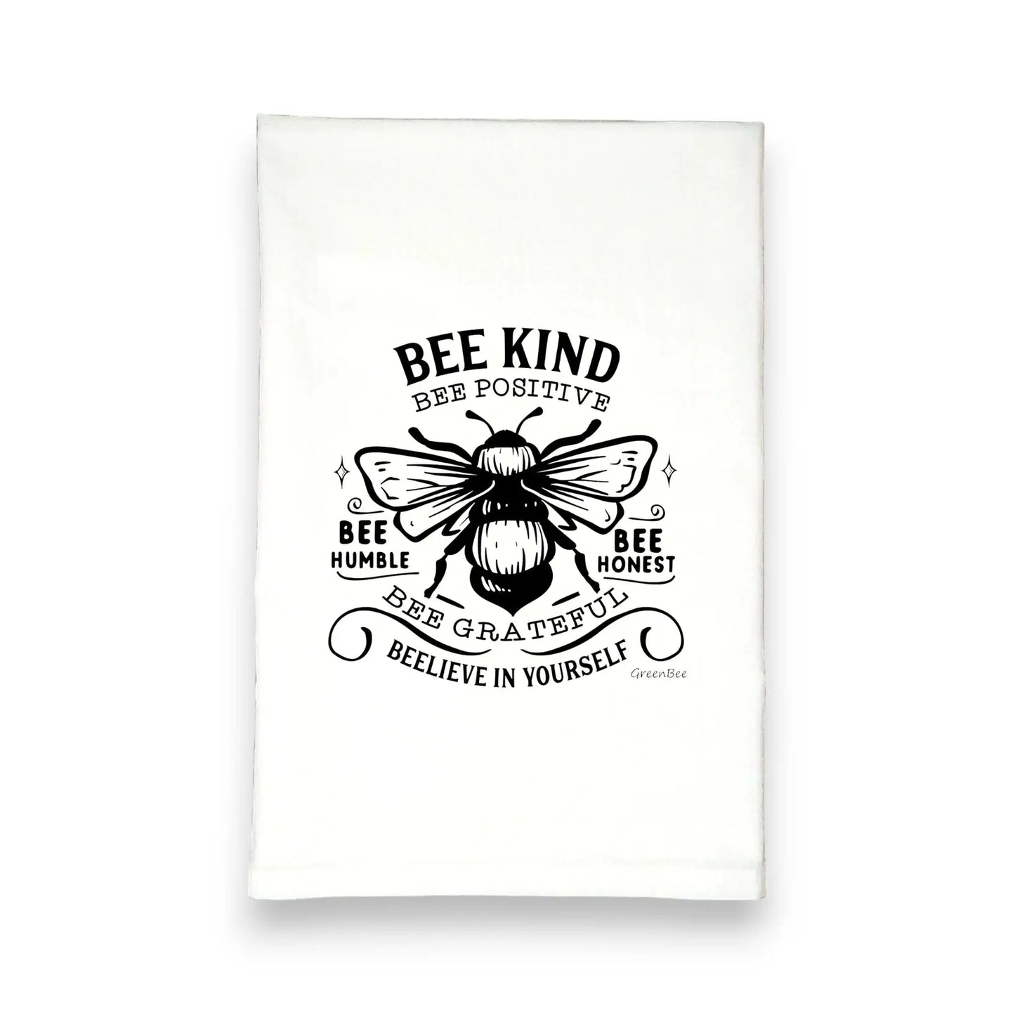 Bee Virtues Tea Towel Seconds Sale Green Bee Tea Towels