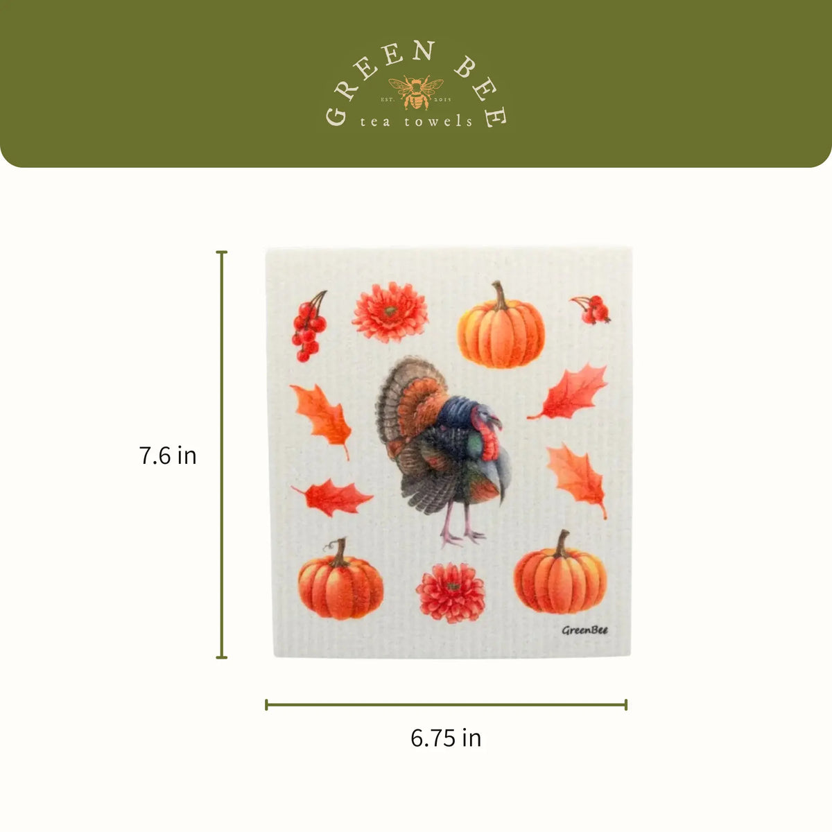 Fall Turkey Swedish Dishcloth | Reusable Paper Towels