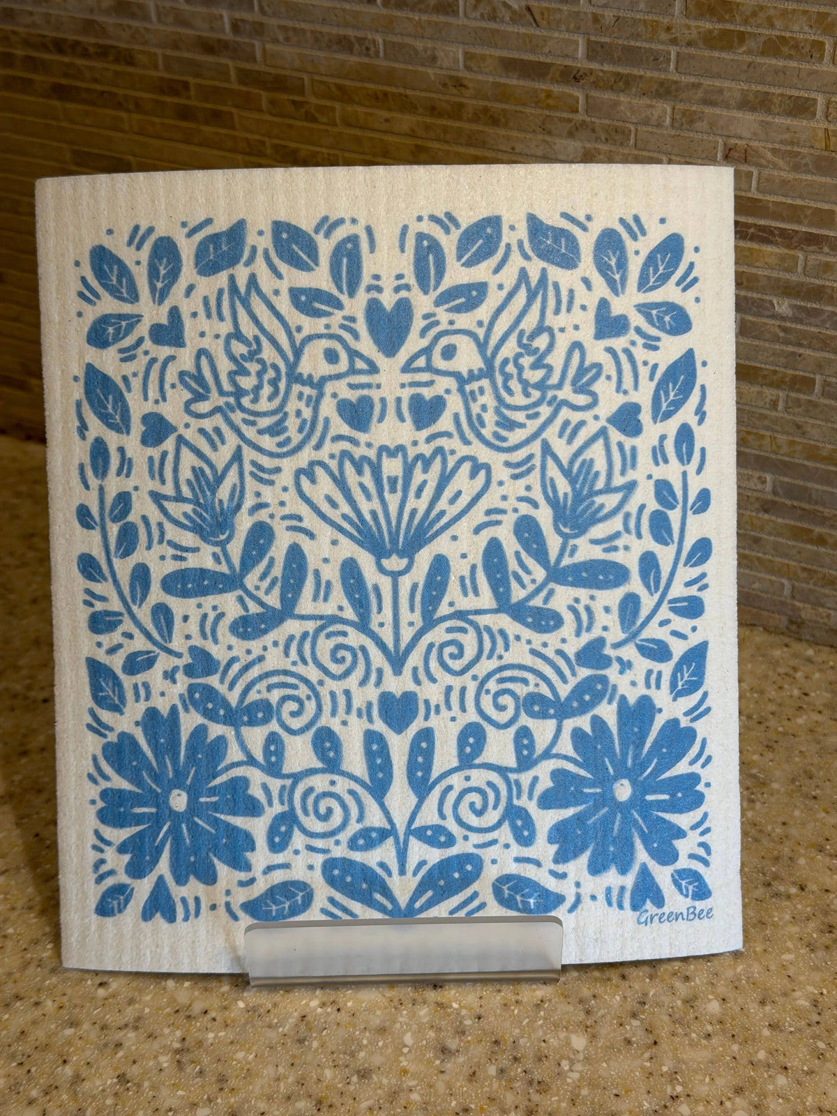 Blue Floral Pattern Swedish Dishcloth | Reusable Paper Towel