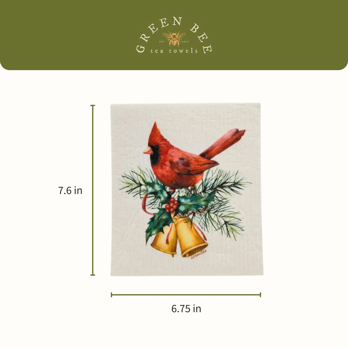 Christmas Cardinal Swedish Dishcloth | Reusable Paper Towels