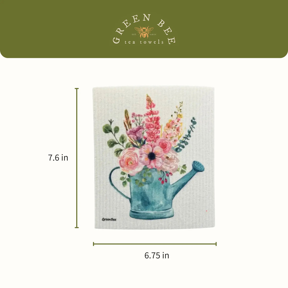 Watering Can Floral Swedish Dishcloth | Reusable Paper Towel