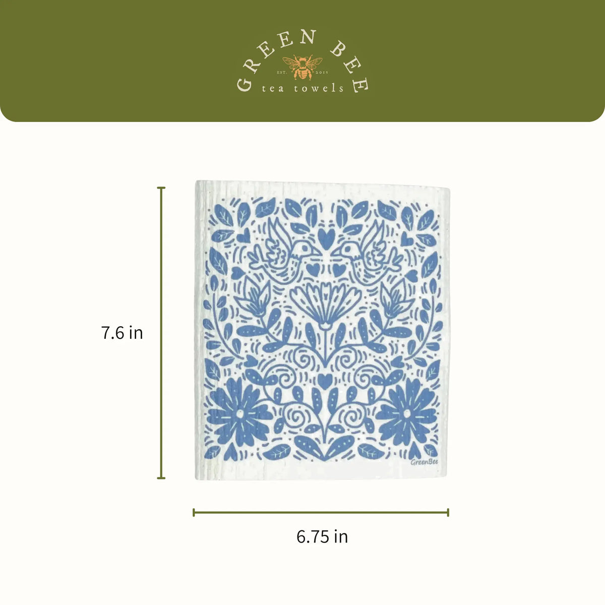 Blue Floral Pattern Swedish Dishcloth | Reusable Paper Towel