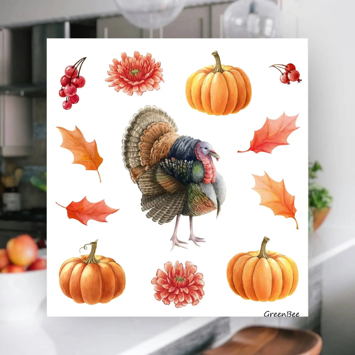 Fall Turkey Swedish Dishcloth | Reusable Paper Towels