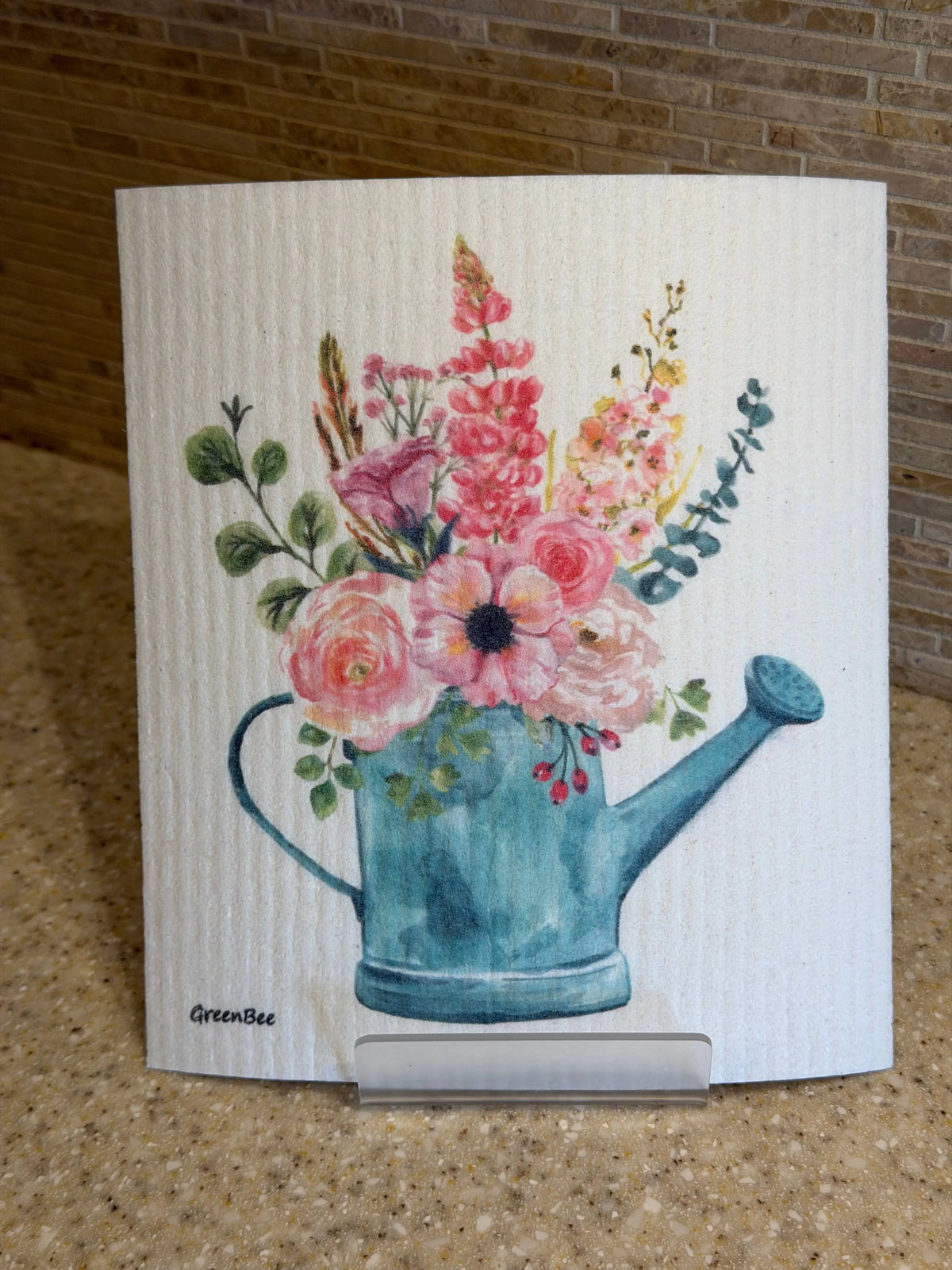 Watering Can Floral Swedish Dishcloth | Reusable Paper Towel