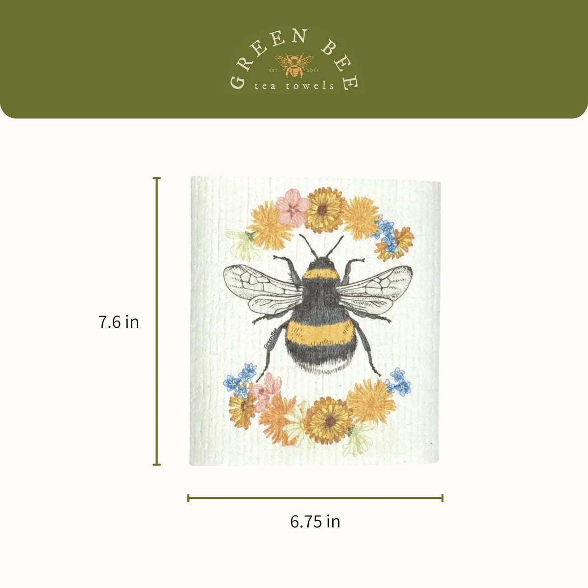 Floral Bee Swedish Dishcloth | Kitchen Cloth | Dish Towel