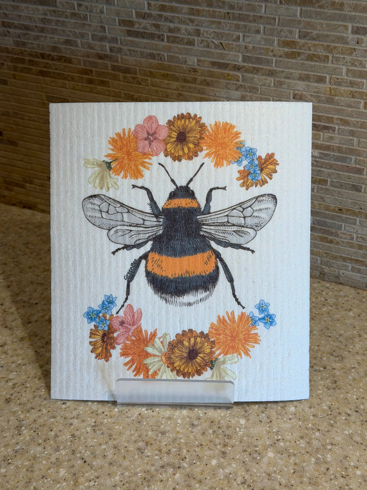 Floral Bee Swedish Dishcloth | Kitchen Cloth | Dish Towel