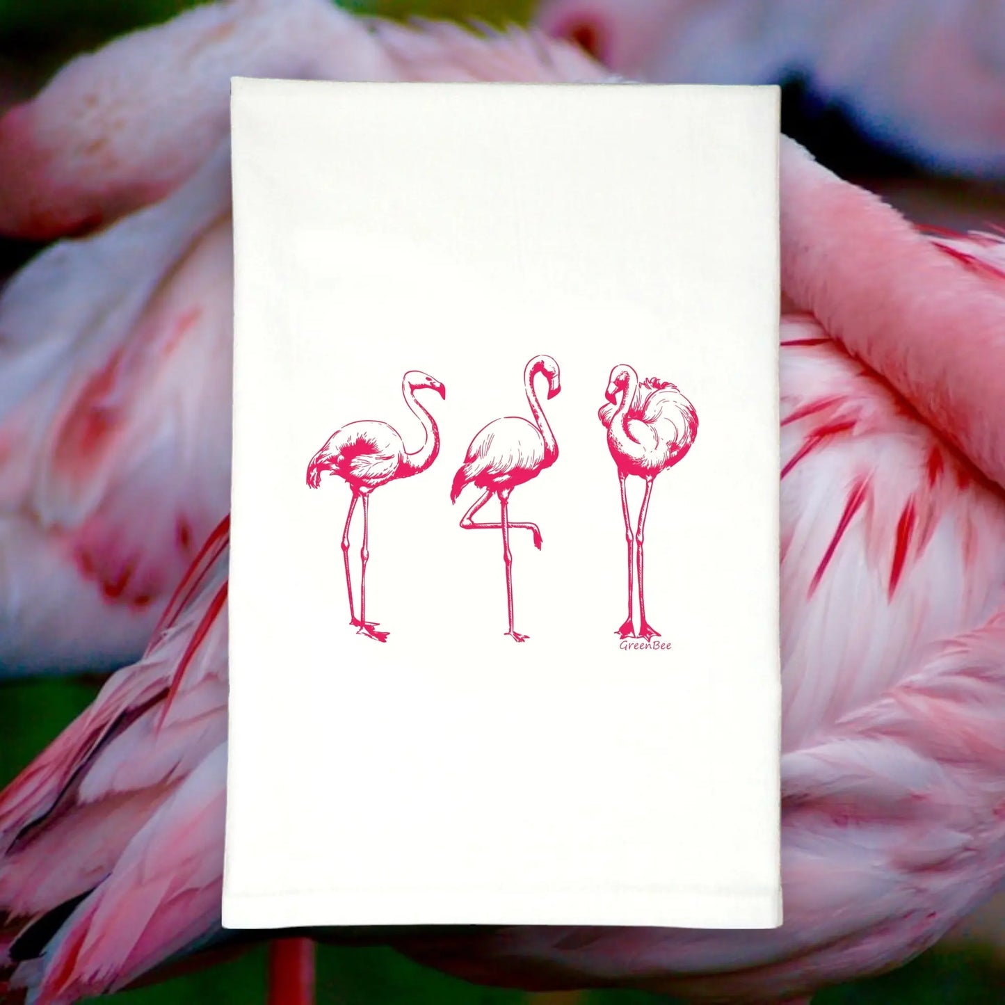Flamingo Tea Towel Green Bee Tea Towels