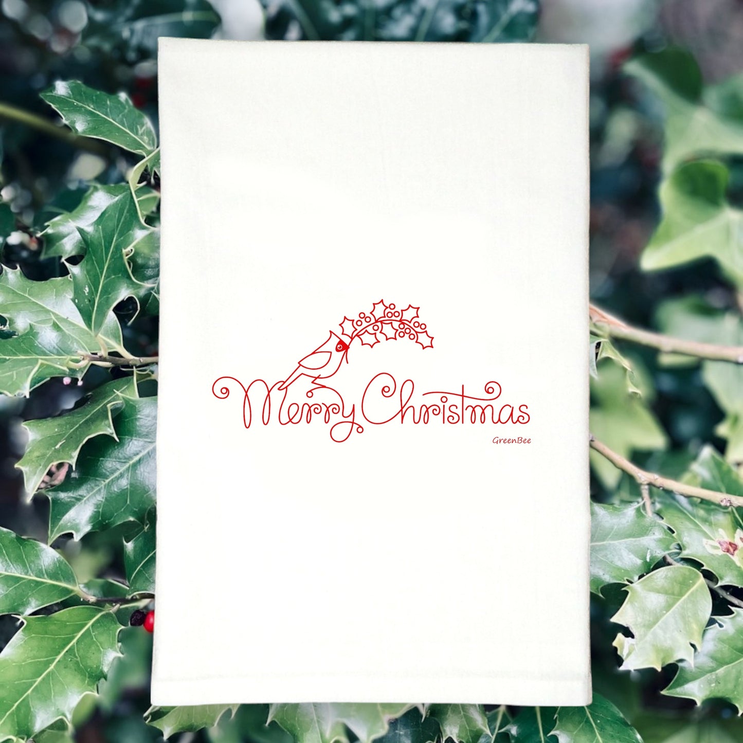 Christmas Cardinal Dish Towel | Tea Towels | Kitchen Towel