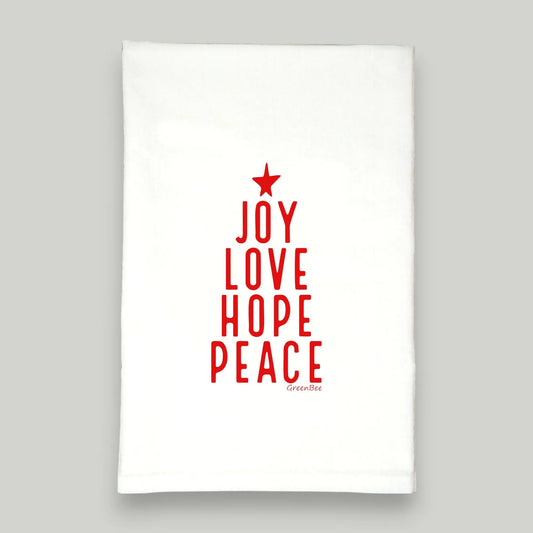 JOY LOVE HOPE PEACE Green Bee Tea Towels